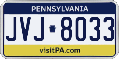 PA license plate JVJ8033
