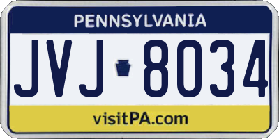 PA license plate JVJ8034
