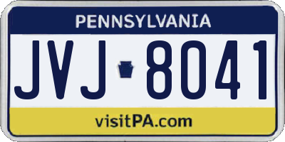 PA license plate JVJ8041