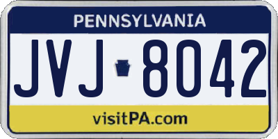 PA license plate JVJ8042