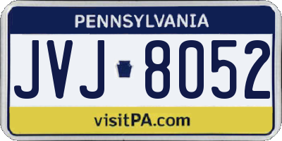 PA license plate JVJ8052