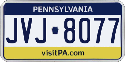 PA license plate JVJ8077