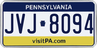 PA license plate JVJ8094