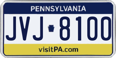 PA license plate JVJ8100