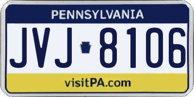 PA license plate JVJ8106