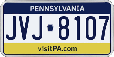 PA license plate JVJ8107