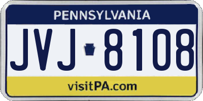 PA license plate JVJ8108
