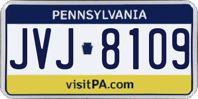 PA license plate JVJ8109