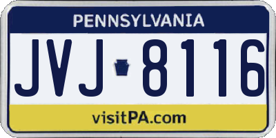 PA license plate JVJ8116