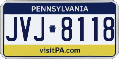PA license plate JVJ8118