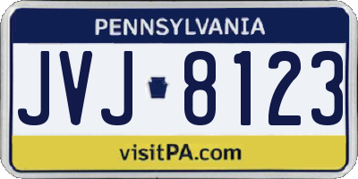 PA license plate JVJ8123