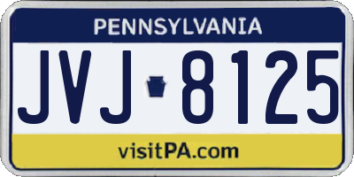 PA license plate JVJ8125