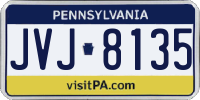 PA license plate JVJ8135