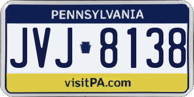 PA license plate JVJ8138