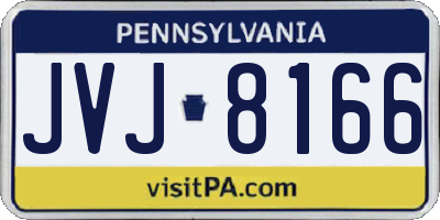 PA license plate JVJ8166