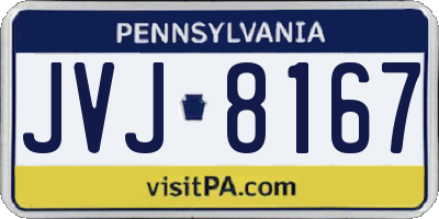 PA license plate JVJ8167