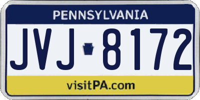PA license plate JVJ8172