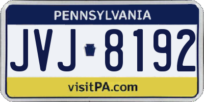 PA license plate JVJ8192