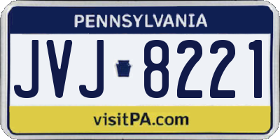 PA license plate JVJ8221