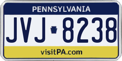 PA license plate JVJ8238