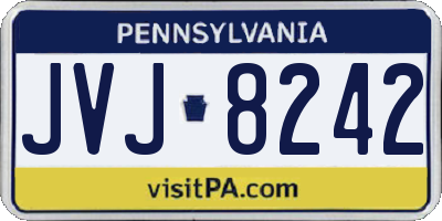 PA license plate JVJ8242