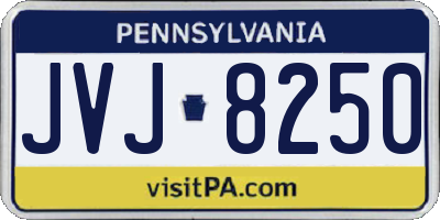 PA license plate JVJ8250