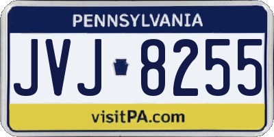 PA license plate JVJ8255
