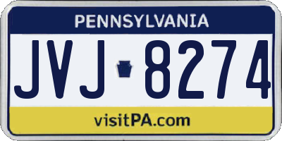 PA license plate JVJ8274