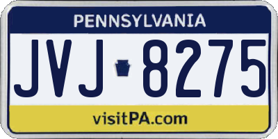 PA license plate JVJ8275