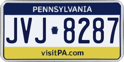 PA license plate JVJ8287
