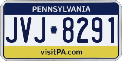 PA license plate JVJ8291