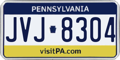 PA license plate JVJ8304