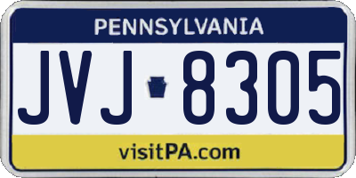 PA license plate JVJ8305