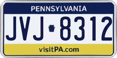 PA license plate JVJ8312
