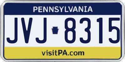 PA license plate JVJ8315