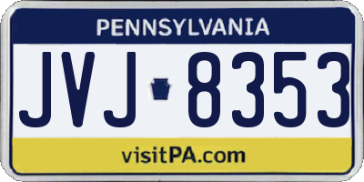 PA license plate JVJ8353