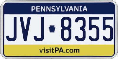 PA license plate JVJ8355