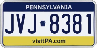 PA license plate JVJ8381