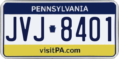 PA license plate JVJ8401