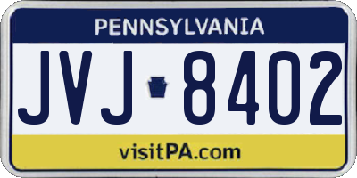 PA license plate JVJ8402