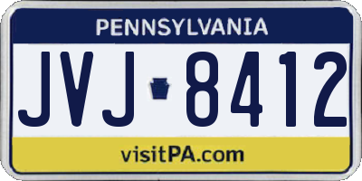 PA license plate JVJ8412