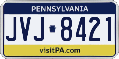 PA license plate JVJ8421