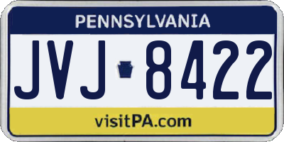 PA license plate JVJ8422