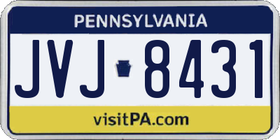 PA license plate JVJ8431