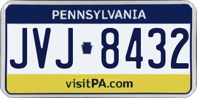 PA license plate JVJ8432