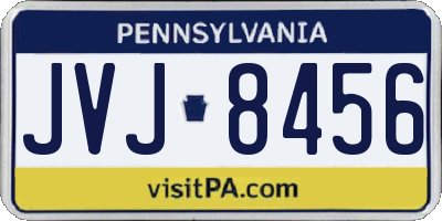 PA license plate JVJ8456