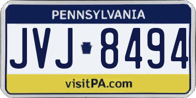 PA license plate JVJ8494