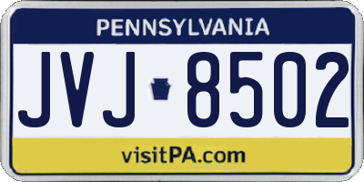 PA license plate JVJ8502
