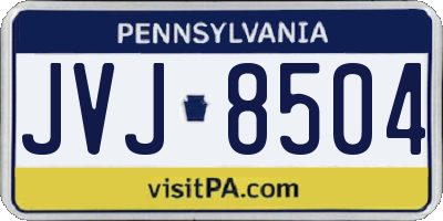 PA license plate JVJ8504