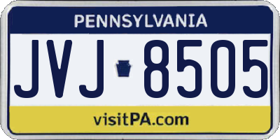 PA license plate JVJ8505